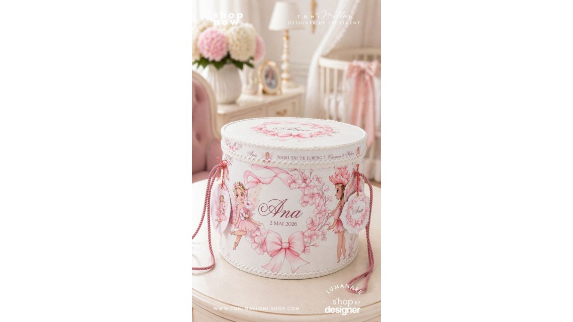 Trusou de Botez Bow Fairy Garden Personalizat pentru Fetițe 3